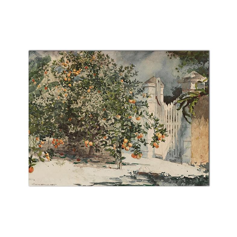 Country Nature Landscape Poster Oil Painting Vintage Canvas Print Country Green Wall Art Picture Farmhouse Room Decoration