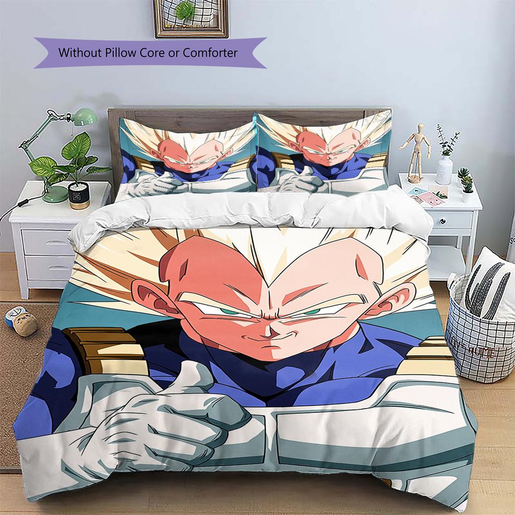 Vegeta Dragon Ball Pattern Bedding Home Decoration Birthday Gift (1 * duvet cover + 2 * pillowcase, without core)