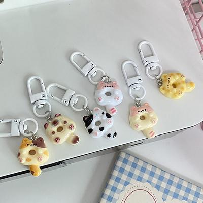 1 шт. милый брелок-пончик с кулоном в виде кота, брелок для девочек, рюкзак, брелок для наушников, аксессуар, креативный подарок для друга или пары