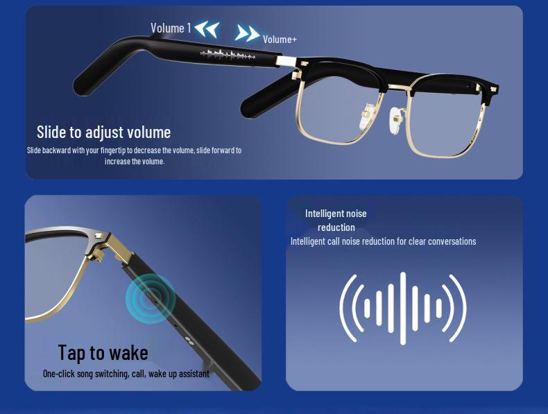 GT13 Smart Glasses: AI Translation, Voice Activation, Slide Control, Noise Reduction, Remote Photo Capture, Color Change.