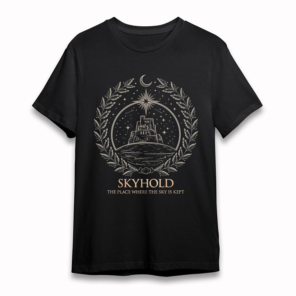 Women's Comfy T-Shirt Skyhold Castle Star Art Tee Short Oversize Cotton Black