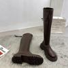 Модные женские ботфорты из мягкой кожи до колена 2025 Женские ботинки на квадратном каблуке Осенне-зимние ботинки для девочек