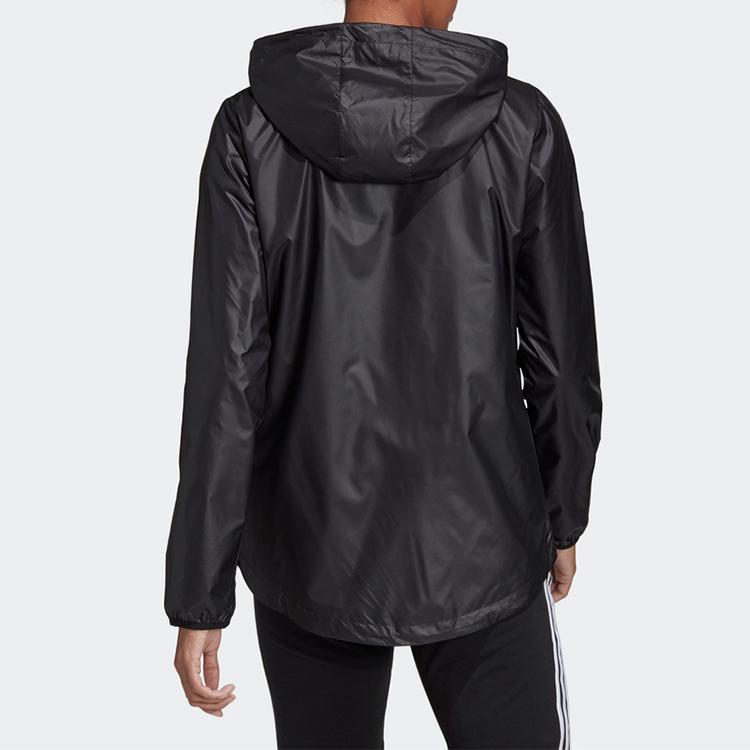 adidas Серия Essentials Ветровка с принтом линейного логотипа Женская Легкая Повседневная Верхняя одежда Черная DP2408