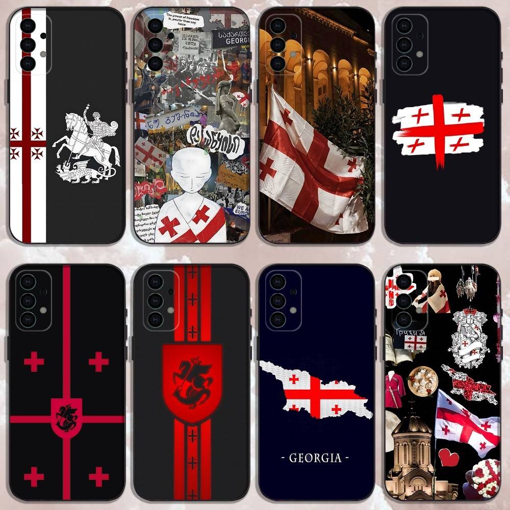 Чехол для телефона с флагом Грузии Для Samsung Galaxy A73,31,32,72,41,53,52,71,22,5G,Note,J7,8,9 Мягкий черный чехол
