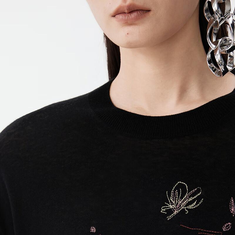 JNBY 2025 Весенний шерстяной свитер с вышивкой в виде парка