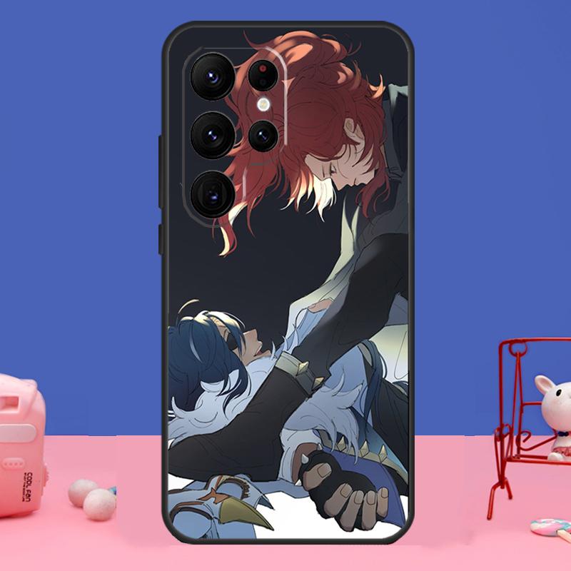 Кейя и Дилюк Genshin Impact Чехол Для Samsung Galaxy S23 S22 S24 Ultra S8 S9 S10 Plus Note 10 20 Ultra S20 S21 FE Обложка