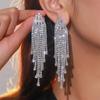 Temperament Senior Sense Of Set Rhinestone Tassel Long Earrings Light Luxury Style Fashion Women's Earrings New Earrings 1 Pair