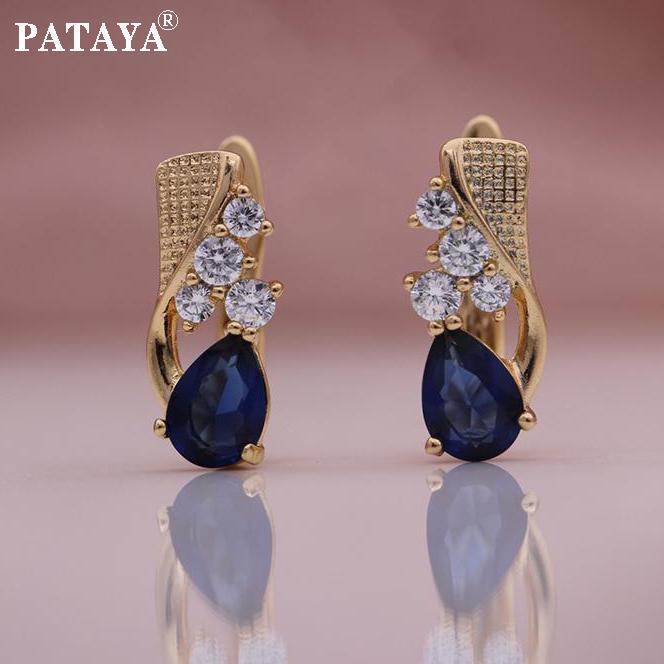 Серьги в виде капли с инкрустацией цирконами от PATAYA