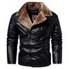 Зимняя бархатная утолщенная куртка из искусственной кожи с лацканами, мужская куртка с меховой отделкой