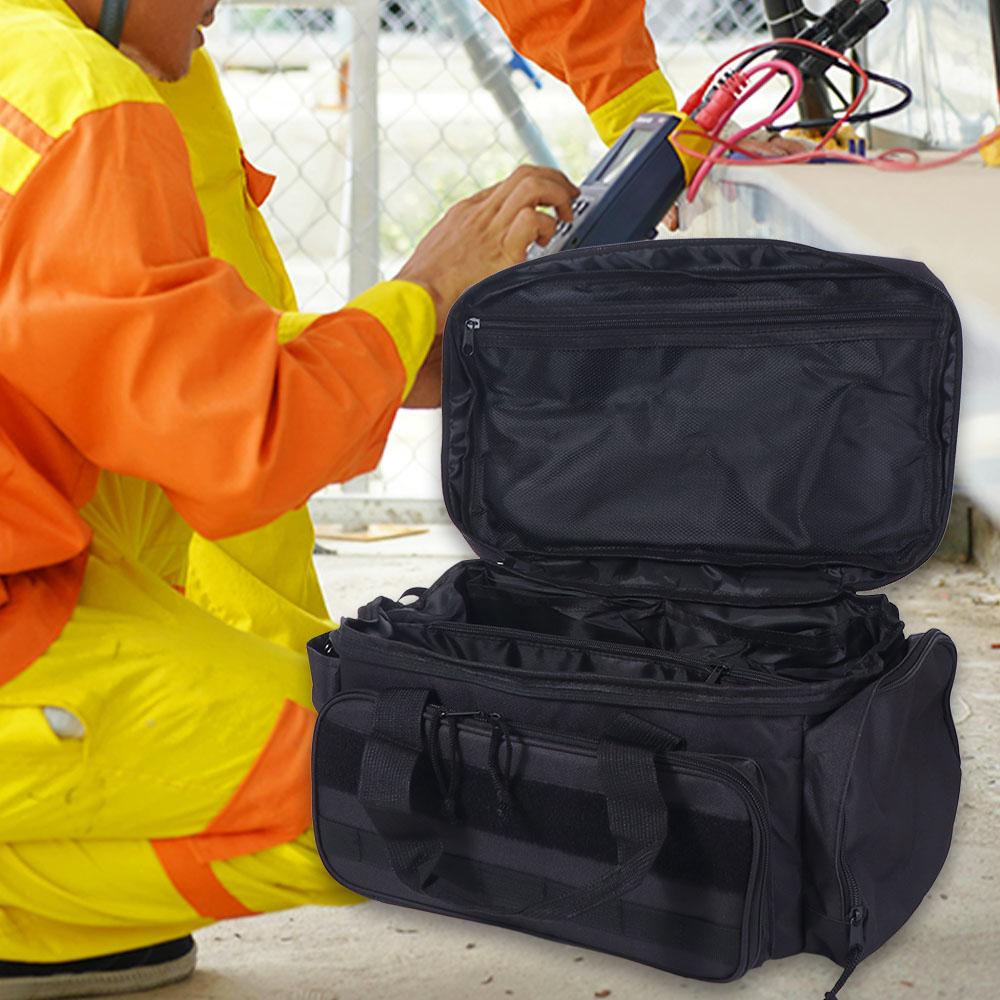 Thick Padded Base Tool Storage Bag Black Color Water Resistant Tool Bag Outdoor Activities