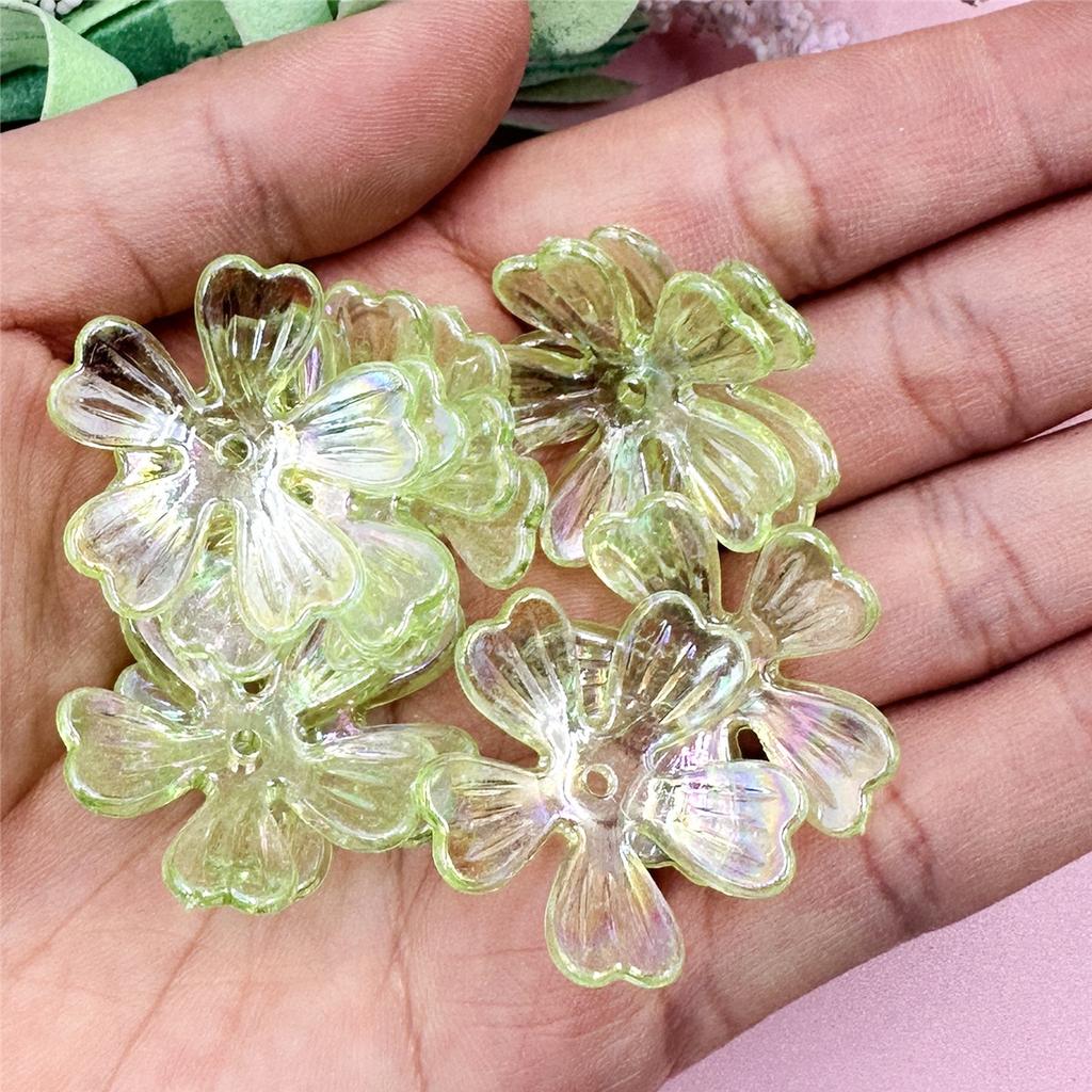 Hanmade Beads Necklace Pendant DIY Beads Acrylic Flower Beads 10Pcs 26.5mm Bead Jewelry Making