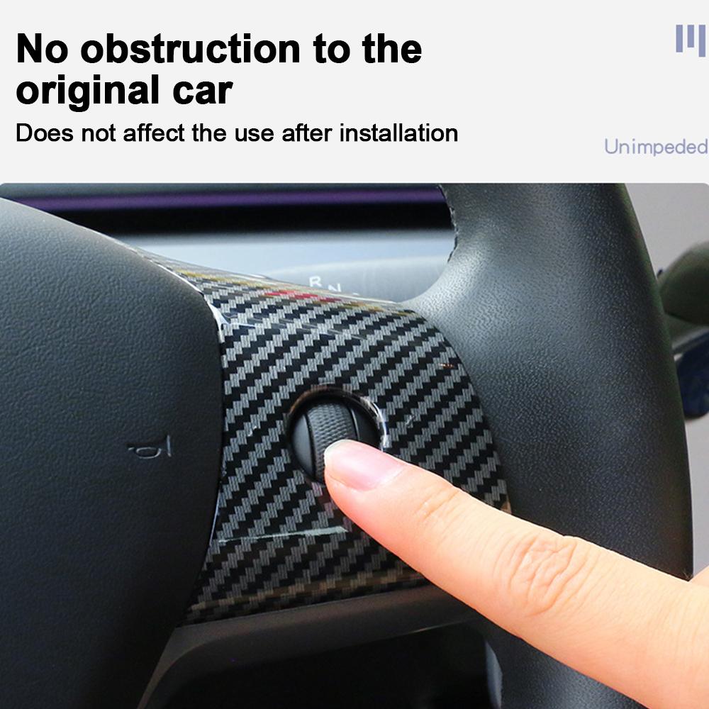 For Tesla Model 3 Model Y Steering Wheel Trim Of ABS Carbon Fiber Matte  For Tesla 2022/2023 Interior Modified Accessorie