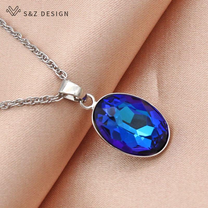 Модное ожерелье в форме яйца с овальным кристаллом и подвеской для женщин, свадебные украшения цвета розового золота