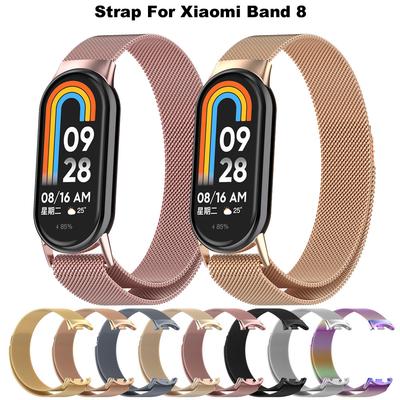 Ремешок для Xiaomi Mi Band 8 NFC Milanese Loop из нержавеющей стали Correa Miband8 Bracelet Mi band 8 NFC Magnetic Replacement