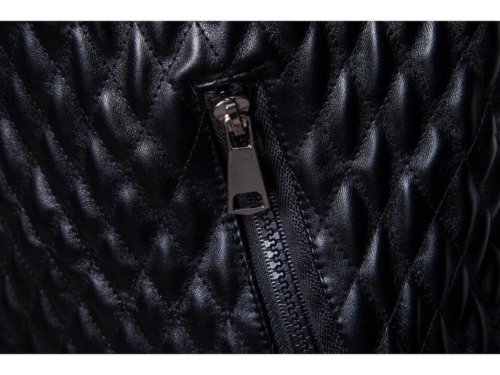 Мужская кожаная куртка на молнии со стойкой - Однотонная, повседневный европейский и американский стиль для осени/зимы 2023