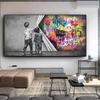 Graffiti Child Uncovered Justice Canvas Painting Fist Mobile Shackle Poster Print Wall Art Picture for Living Room Decor Cuadros