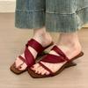 Мода 2025 Новая Мода Квадратный Носок Открытый Носок Летние Шлепанцы Элегантный Бант Дизайнер Противоположный Каблук Платье Вечеринка Шлепанцы Zapatillas Mujer