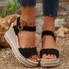 Fashion Women's Wedge Heeled Sandals Summer 2025 Fashion Chunky Platform Shoes Woman Plus Size Thick Bottom Ankle Strap Sandalias Mujer
