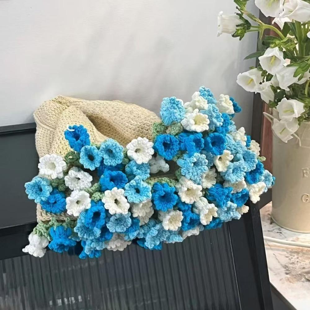 New 60cm Flower Bouquet Blanket Finished Product Crocheted Sunflower Blanket Lily of The Valley Bouquet Blankets Gifts