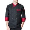 Chef Top Soft Stand Collar Long Sleeves Unisex Contrast Color Catering Pocket Plus Size Hotel Kitchen Cooking  Uniform for Hotel