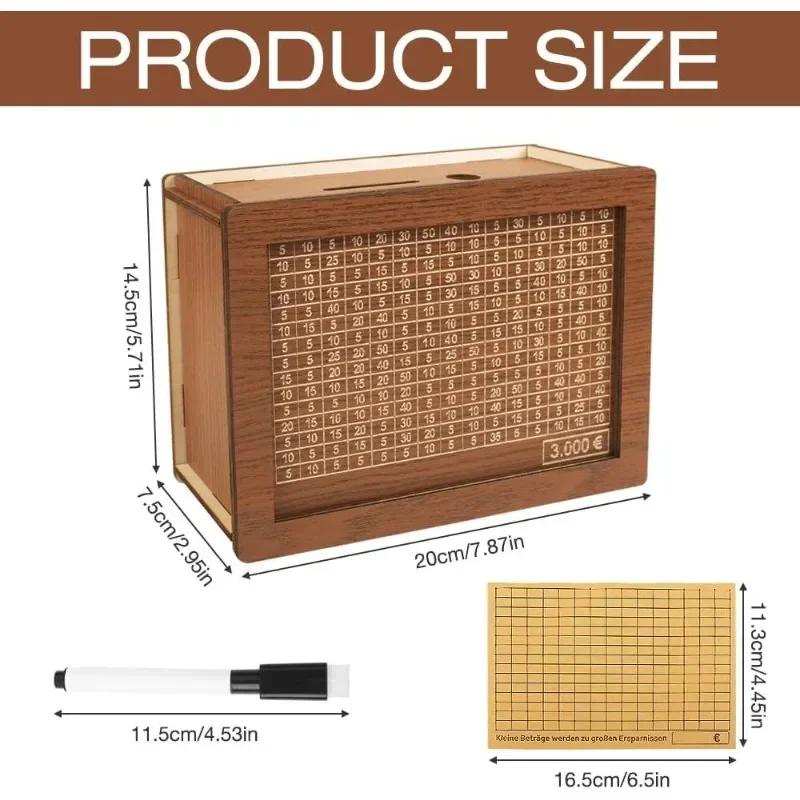 Копилка для денег 500/1000/2000/3000/5000/10000 евро, деревянная копилка для денег, многоразовая копилка с копилками для целей и чисел