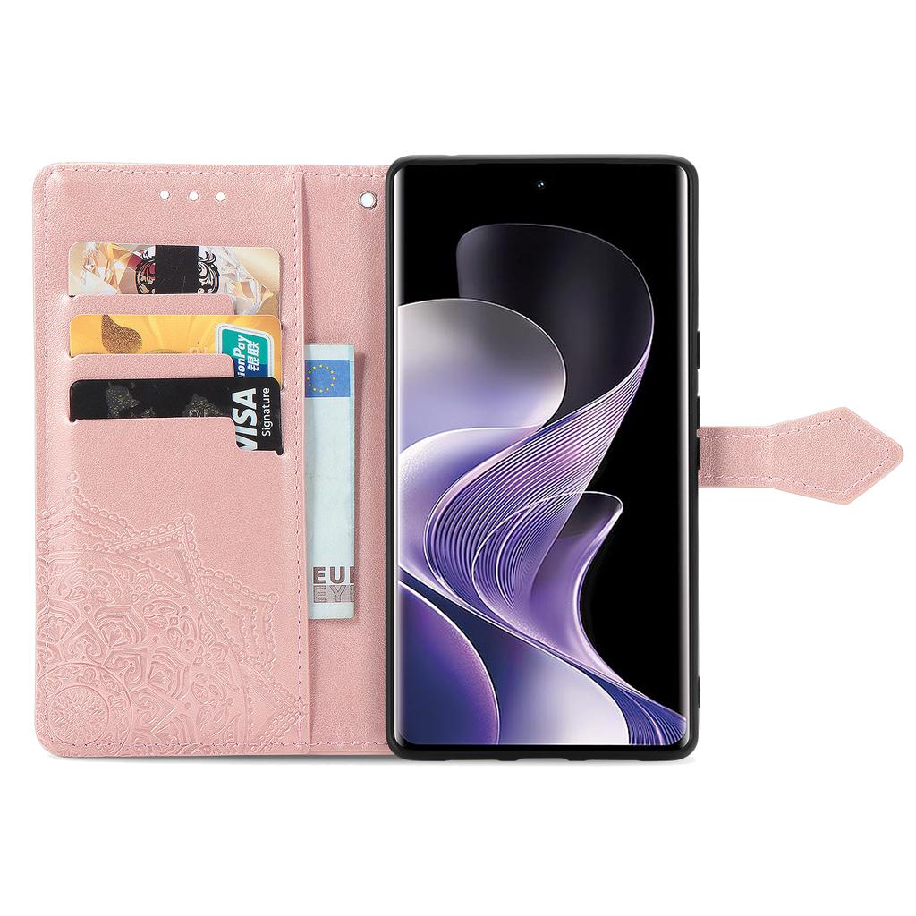 Чехол-кошелек для Xiaomi Redmi Note 14 Pro 5G/Poco X7 5G с рисунком 'Мандала Цветок', кожаный чехол для телефона, подставка для просмотра