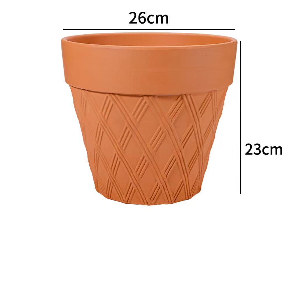 Nordic Style Macchiato Terracotta Flower Pot - Large, Breathable Red Clay with Kiln-Changed Color