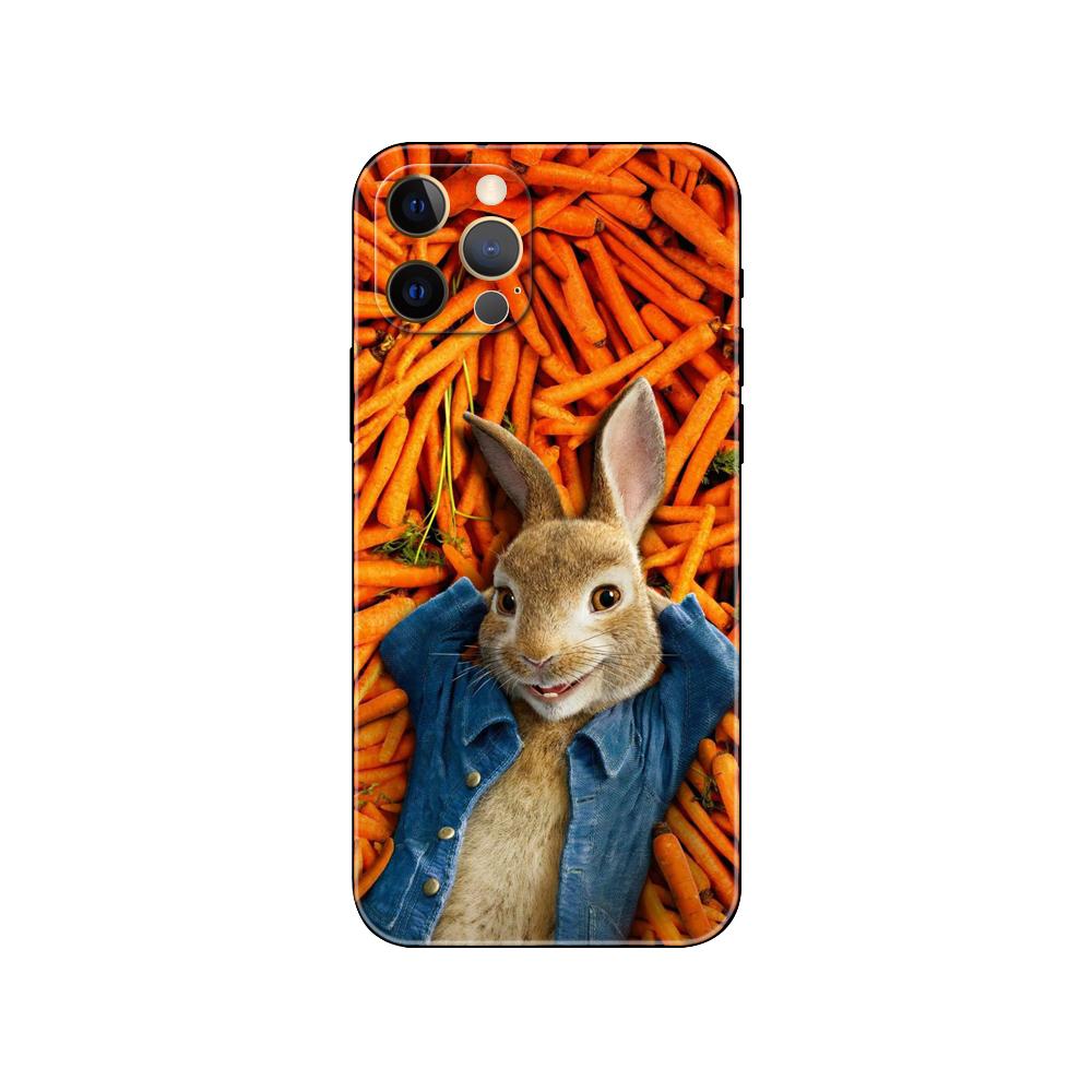 Чехол для телефона с милым белым кроликом для iPhone 5 5S 2020se 6 6s 7 8 plus x 10 XR XS 11 12 13 mini pro MAX, черная задняя крышка из ТПУ