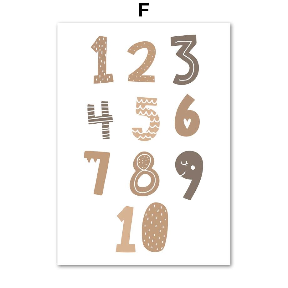 Жираф, носорог, лев, алфавит, номер, тропические листья, настенная живопись на холсте, постеры и принты, настенные панно для декора детской комнаты