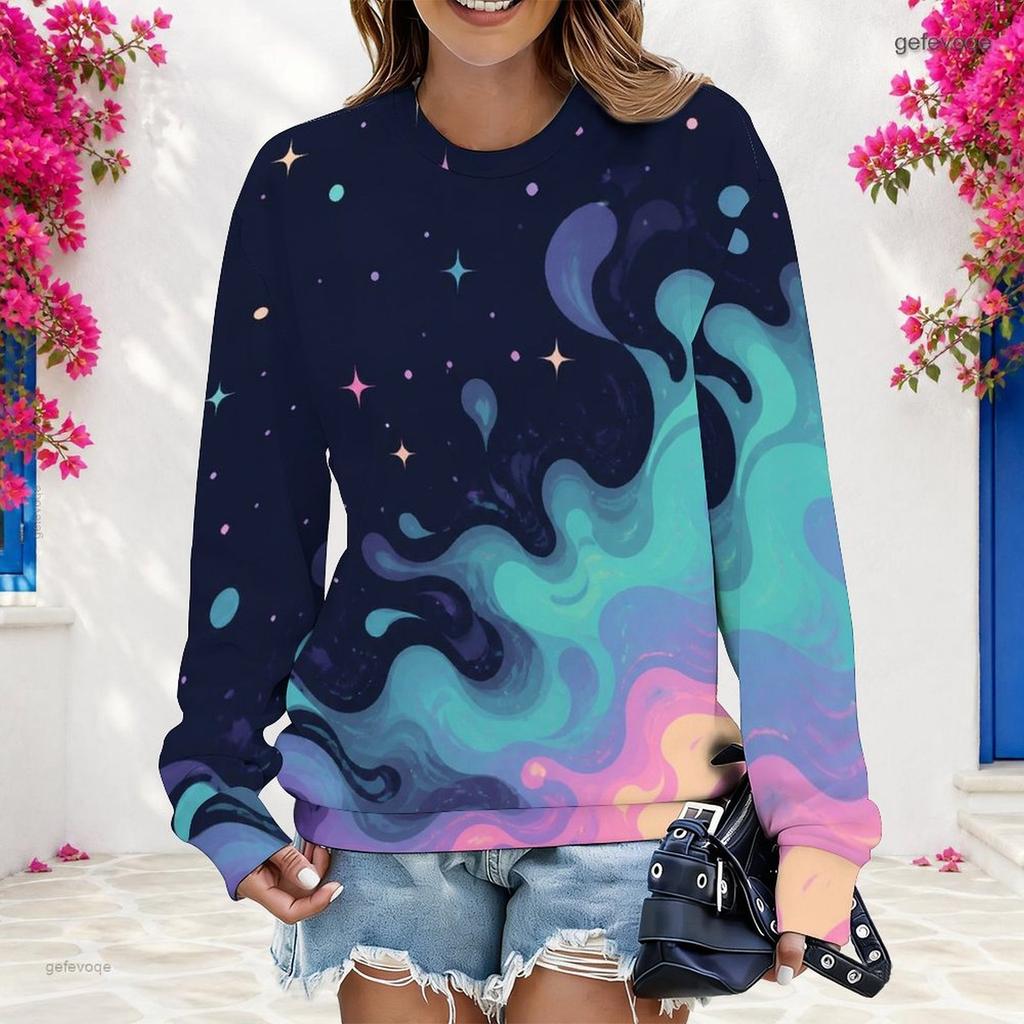 Womens Plus Size Crew Neck Sweatshirt Soft Loose Long Sleeve Casual Leisure Street Daily Pullover