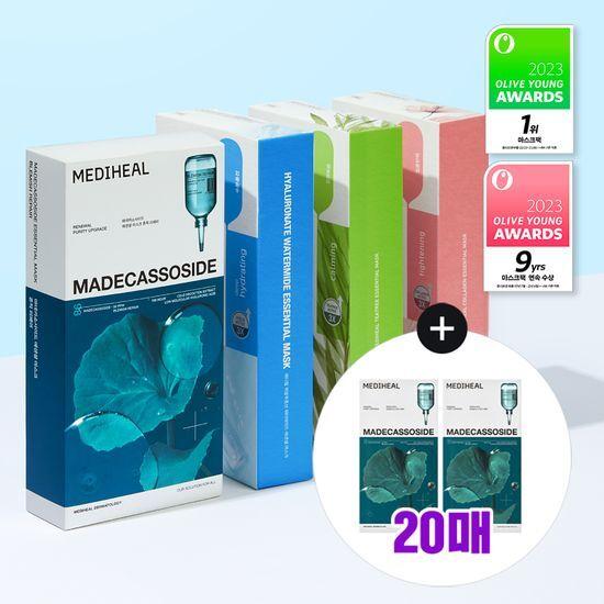 Mediheal Упаковка Essential Mask Pack, 20 листов, 4 типа, выберите 1