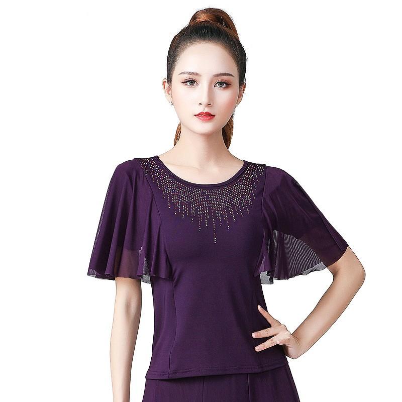 Женская дизайнерская однотонная танцевальная одежда с коротким рукавом, красивые элегантные облегающие спортивные квадратные топы