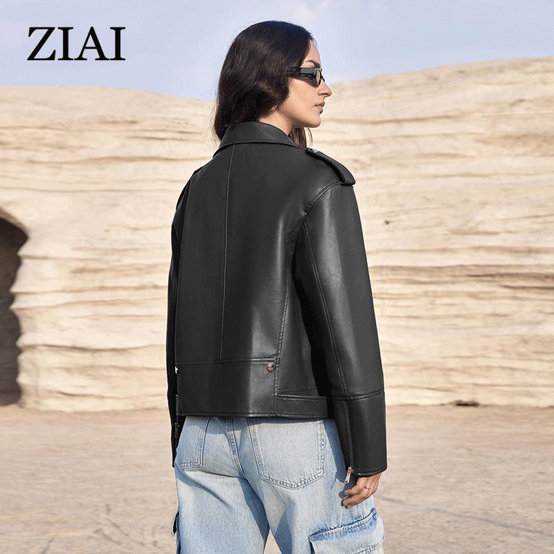 ziai Новая весна осень женская короткая куртка из искусственной кожи повседневное пальто из искусственной кожи свободные мотоциклетные куртки модная уличная одежда большое корейское пальто ZP-30110