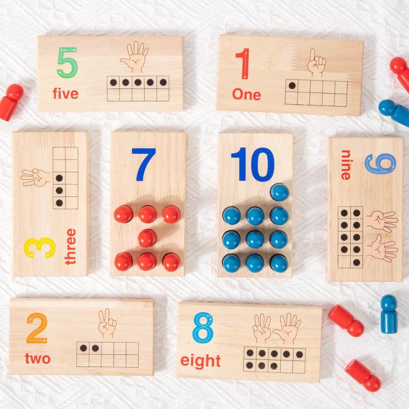 Деревянная детская двусторонняя когнитивная доска-сортировщик с примерами на сложение и вычитание для раннего развития