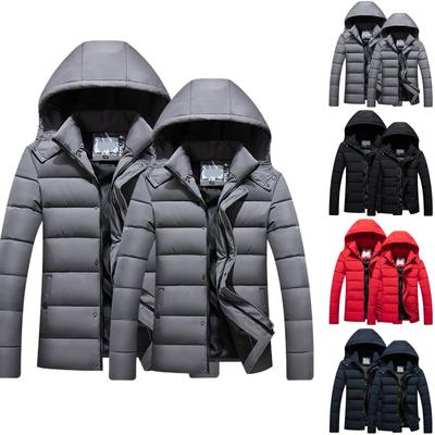 Мужское однотонное толстое хлопковое пальто с капюшоном и флисовой подкладкой Пальто большого размера Пальто