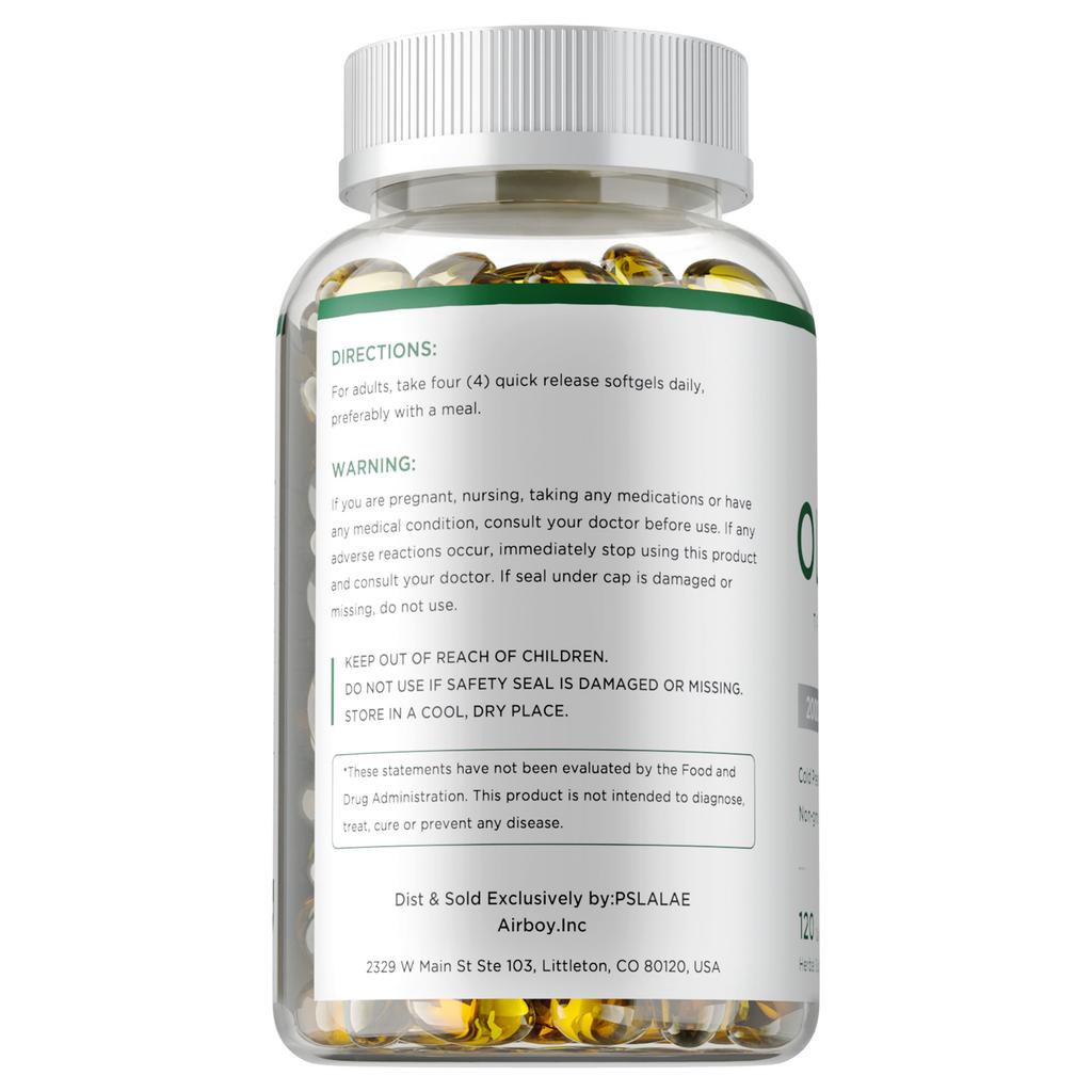 Extra virgin olive oil softgels, 2000 mg, antioxidant support, suitable for both men and women.