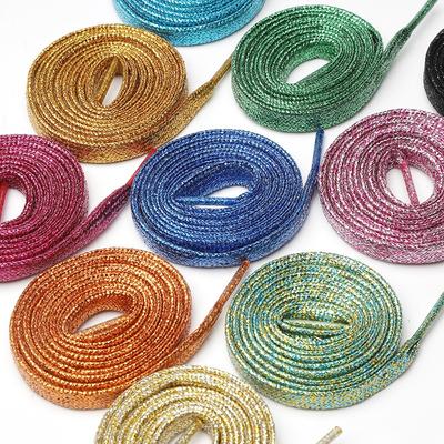 «Золотой и серебряный шелк» Перламутровый сияющий полиэстеровый плоский шнурок, подходящий для кроссовок, парусиновых туфель, спортивной обуви, брюк-канат