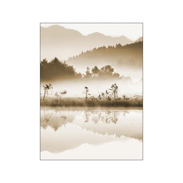 Современный горный морской пейзаж, картина на холсте, настенная живопись, цветы, листья, постер и принт для дома, гостиной, Настенный декор