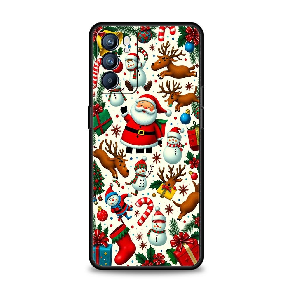 Merry Christmas Phone Case For Oppo A17 A31 A54 A57 A78 A79 A98 Find X5 X6 Reno 6 7 8 10 11 12 13 F Pro 5G Soft TPU Cover Fundas