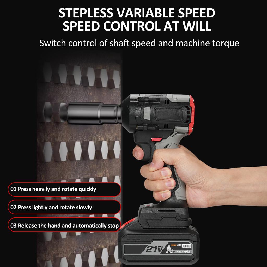 Аккумуляторный ударный гайковерт, 21 В, максимальный крутящий момент 350 Нм, бесщеточный ударный гайковерт, 12 дюймов, бытовой электрический