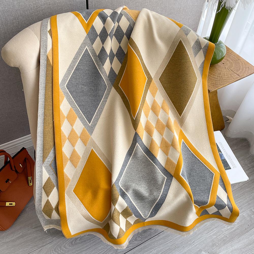 Chic Geometric Plaid Scarf - Generously Sized & Luxuriously Soft - Timeless Black & White Color Block with Tassel Accents Perfect for Autumn & Winter