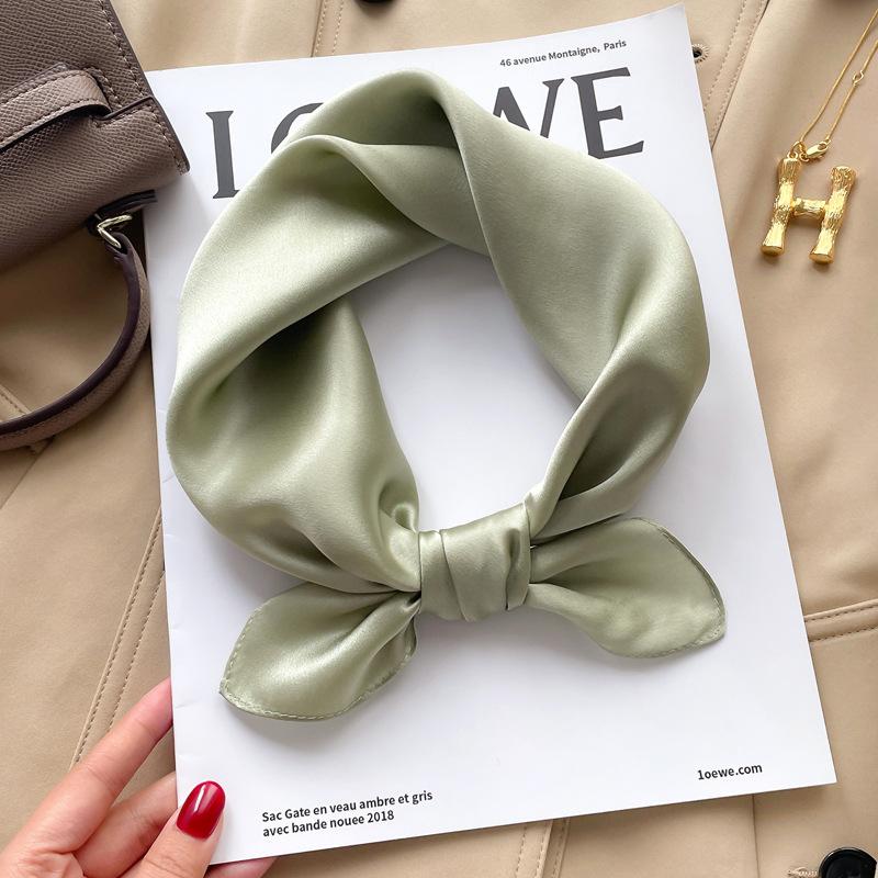 Silk mulberry silk solid color small square scarf silk scarf women's versatile spring and autumn foreign style fashion scarf with suit shirt