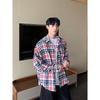 2024 Plaid Long Sleeve Shirt Japanese Hong Kong Style Ins Loose Shirt Boys Summer Trendy Versatile Casual Coat