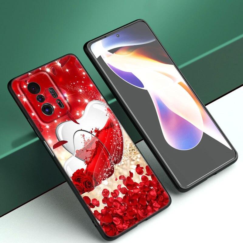 Love Rose Gold Style Phone Case For Xiaomi Mi 10T 11i 11T Note 10 11 Lite NE F1 POCO F3 M3 X3 GT NFC M4 X4 Pro 5G Black Cover