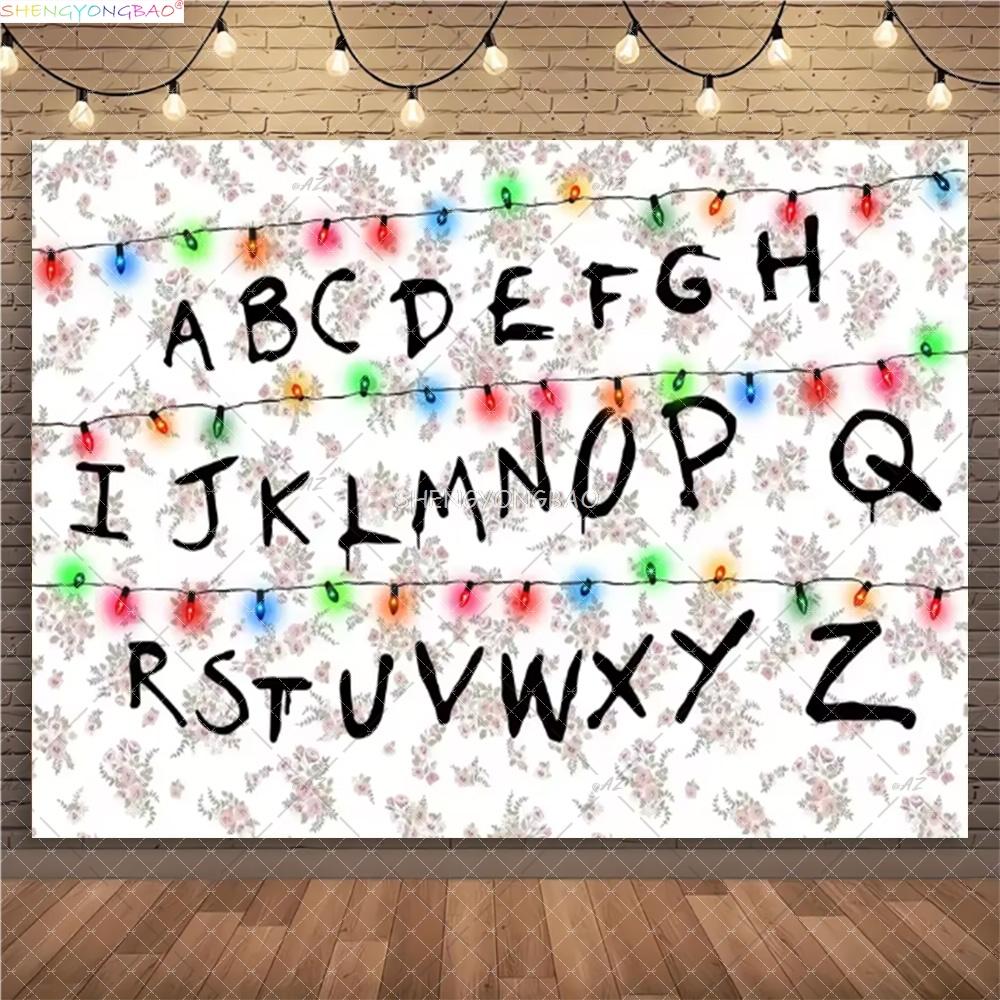 American TV Stranger Luminous Letter Photography Backdrops Prop Alphabet Light Baby Gift Birthday Party Background ZZ-02