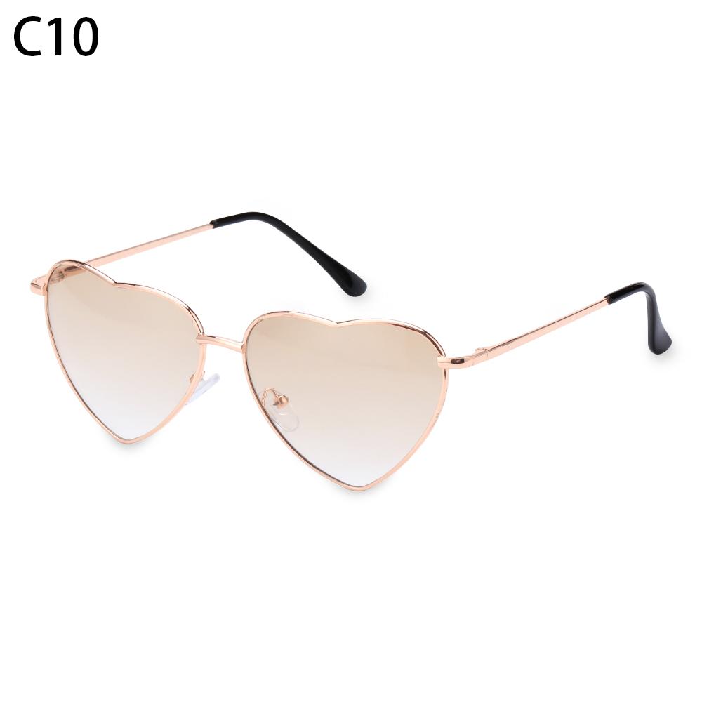 Ladies Fashion Metal Frame Sunglasses Fancy Dress Retro Heart Shaped Gradient Lens Sunglasses UV 400 Outdoor Goggles