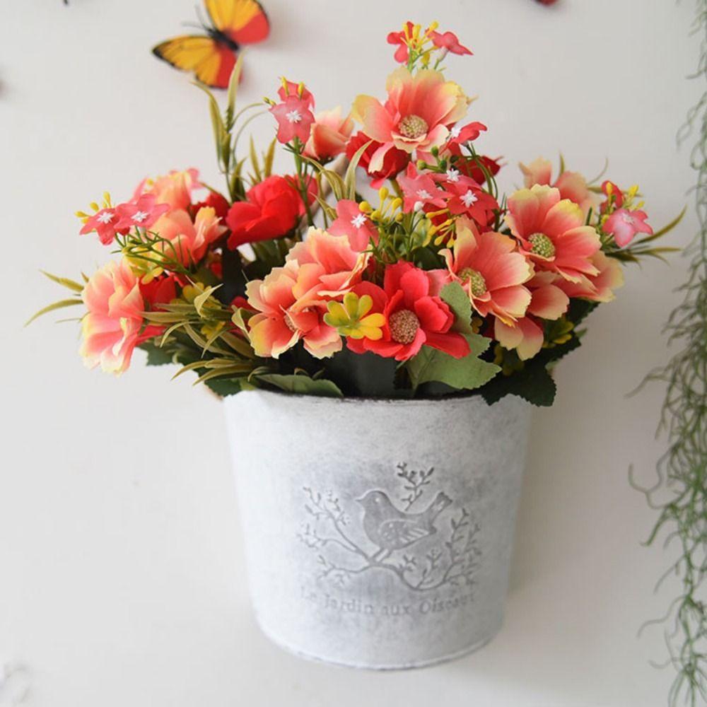 Semicircle Vintage Wall Mounted Iron Flower Pot Flower Basket Hanging Baskets Flower Vase