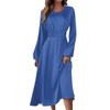 Women's Autumn And Winter Casual Fashion Round Neck Long Sleeve Solid Color Long Dress