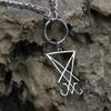 Personality Lucifer Seal Graphic Pendant Bold Necklace For Women Girls, Silver Color Neck Jewelry
