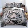 White Tiger Duvet Cover Set Queen Size Wildlife Comforter Covers Animal Print Bedding Set For Boys Girls Kids Art Bedroom Decor